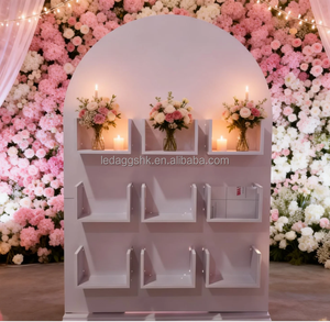 LEDA Nouvelle Arche de mariage personnalisée en PVC blanc avec support de panneau de bienvenue et fond de scène pour décoration d'événements - Product Image 6