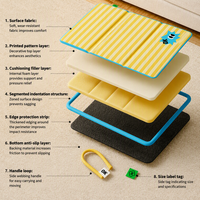 Lit pliable imperméable et respirant pour chiens et chats, motif rayé, utilisation estivale, housse lavable, fond antidérapant