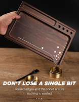 Rolling tray van zwart walnoot hout met gladde, afgeronde randen - milieuvriendelijk serviesgoed voor gebruik in de badkamer & op het bureau