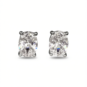 E1498 Orecchini con Diamanti Bianchi Taglio Ovale Gioielli Classici Naturali da Donna - Product Image 1