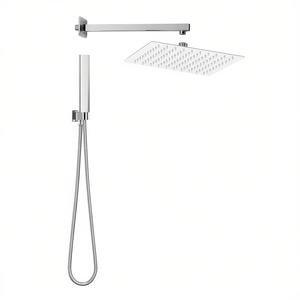 Kit de douche carré fin en chrome poli, longueur 40 cm, largeur 27 cm, ensemble de douche pluie haut de gamme - Product Image 3