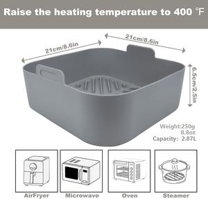 Revêtement en silicone pour friteuse à air, compatible congélateur, 210x210x70mm - Panier de préparation des repas pour 3-7QT, passe au lave-vaisselle, antiadhésif - Product Image 2