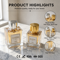 Nouvelle Arrivée Flacon de Parfum Vide en Verre Transparent de 30ml, 50ml, 100ml, Forme Cube, avec Bouchon en Plastique pour Cosmétiques