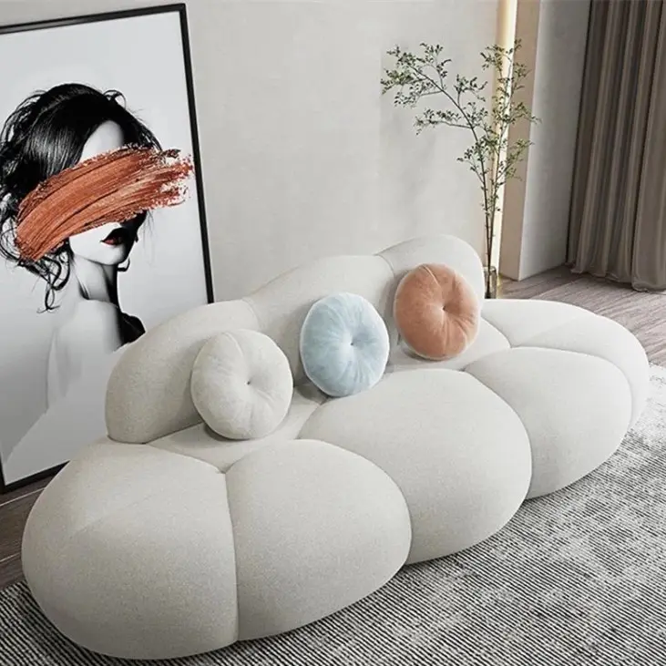 Diskon Besar Desain Modern Populer Furnitur Rumah Nyaman Kain Sofa Beludru Ruang Tamu Sofa