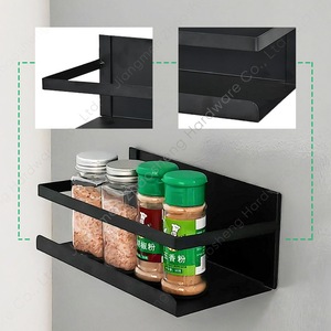 Étagère magnétique pour réfrigérateur, noire, rectangulaire, pour suspendre des épices, organiseur de réfrigérateur - Product Image 2