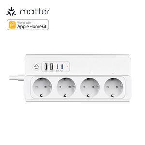 <span class=keywords><strong>Regleta</strong></span> Inteligente Matter Over Wifi <span class=keywords><strong>Homekit</strong></span> con Ahorro de Energía para la UE, con 2 Puertos USB y 2 Tipo C, Compatible con Alexa y Google Home - Product Image 1