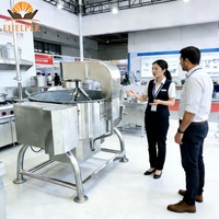 Wok en fonte de 150 L à alimentation directe GPL/GNL, avec extérieur en acier inoxydable, agitation planétaire, contrôle de la température et revêtement de qualité alimentaire pour
