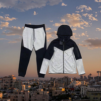 Ensemble de survêtement décontracté pour homme, personnalisé avec logo, respirant, tricoté, 2 pièces, veste à capuche et pantalon de jogging, polyester/coton, style polo