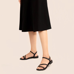 Sandalias Planas de Moda para Mujer, Estilo Casual de Verano, Gladiador, Punta Abierta, Trenzadas, con Tira Trasera - Product Image 4