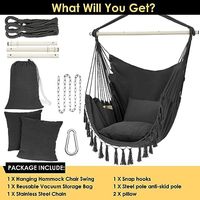 Chaise suspendue en macramé robuste avec poche, supporte jusqu'à 330 lb, comprend 2 coussins, balançoire en corde de coton