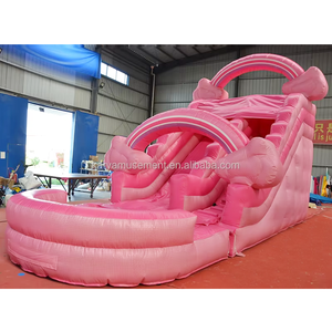 Cho thuê thương mại sử dụng cô gái bơm hơi màu hồng 26 chân trượt nước với hồ bơi có thể tháo rời trượt bơm hơi màu hồng cho trẻ em người lớn - Product Image 3