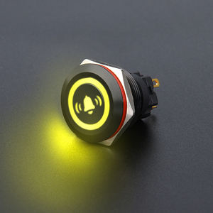 مفتاح زر LED بنمط مخصص WD22mm ، زر جرس باب IP67 لحظية من الألومينا السوداء ، مادة معدنية ، 24 فولت كحد أقصى. - Product Image 3
