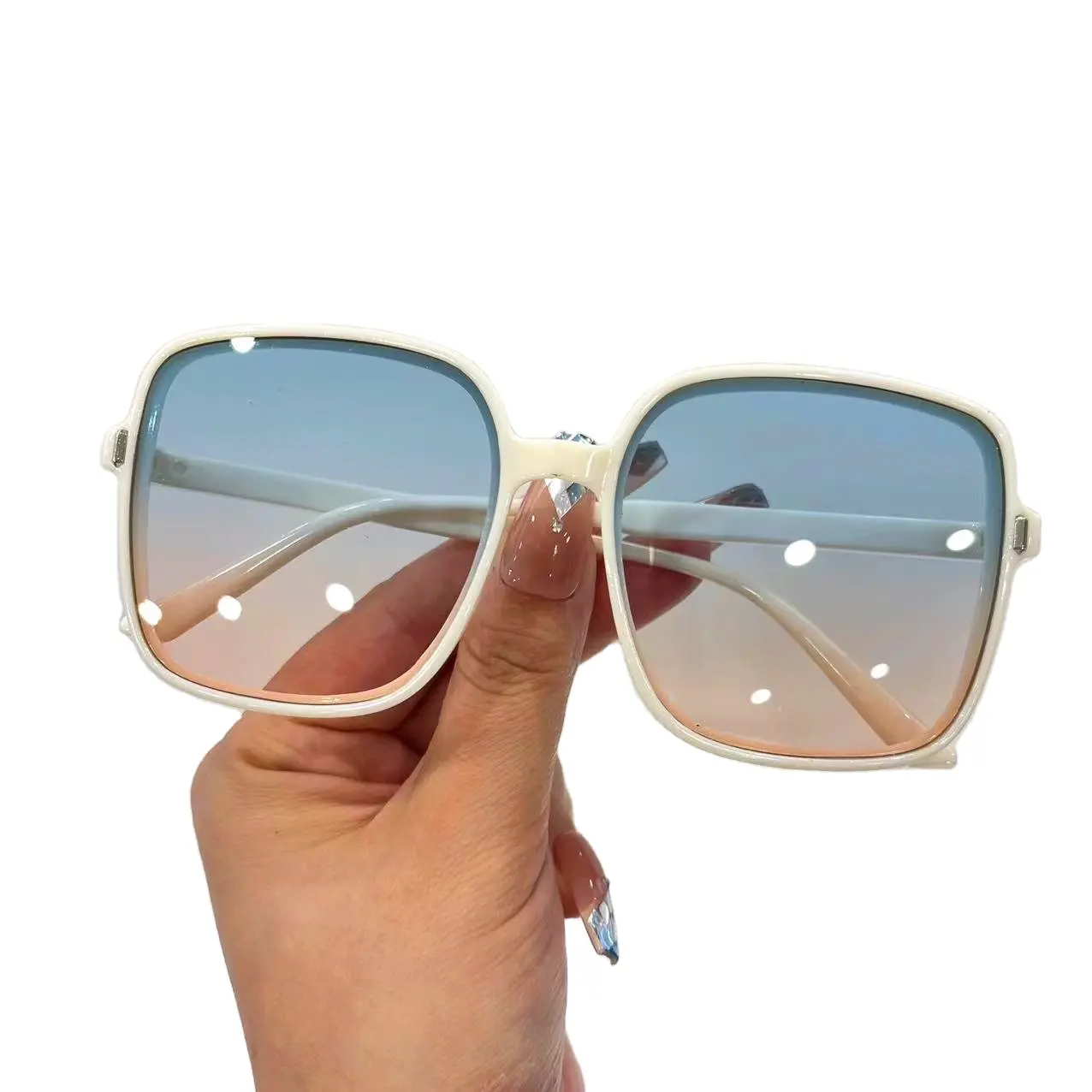 K708 Fashion Designer Square Sunglasses Woman Retro Vintage Gradient Sun Glasses Female Clear Lens Black White Oculos De Sol