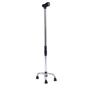 Bâton de marche à quatre pieds en acier inoxydable pour personnes âgées, aide à la mobilité avec embouts en caoutchouc antidérapants et hauteur réglable - Product Image 3