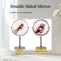 Miroir cosmétique grossissant professionnel double face sur pied, finition argentée 5X, couleur personnalisable, cadre en fer, personnalisé