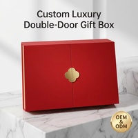 Boîte cadeau magnétique pliable rouge mat de luxe avec vernis sélectif UV - Emballage rigide en papier à double porte de qualité supérieure avec doublure dorée spécialisée