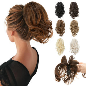 Venta al por mayor nuevo diseño garra Clip en extensiones de cabello Cola de Caballo <span class=keywords><strong>corto</strong></span> rizado Cola de Caballo Natural ondulado sintético postizo para las mujeres - Product Image 1