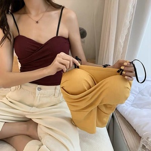 Top Crop da Donna in <span class=keywords><strong>Cotone</strong></span> Senza Maniche con Incrocio sul Petto e Imbottitura, Stile Aderente alla Moda - Product Image 2