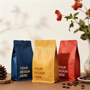 Bolsas de aluminio personalizadas con sellado térmico, de ocho lados, impresas con motivos florales, de fondo plano, para envasado de café, té y alimentos secos. - Product Image 5