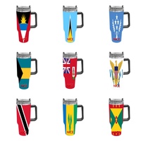 Gobelet isotherme en acier inoxydable de 40 oz avec drapeau personnalisé, idéal pour les balades en banlieue, les réunions d'amis