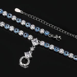 Collier œil porte-bonheur en cuivre écologique de qualité supérieure avec chaîne réglable et zircone cubique taille ronde pour accessoires de pendentif DIY - Product Image 5