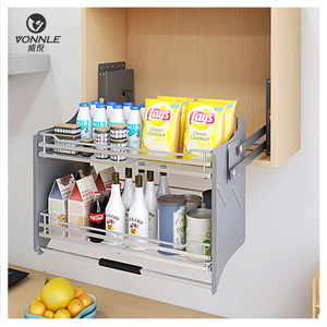 Accessoires d'armoires de cuisine, Armoire en acier inoxydable, Panier à cadre abaisseur Panier suspendu de levage en acier inoxydable - Product Image 3