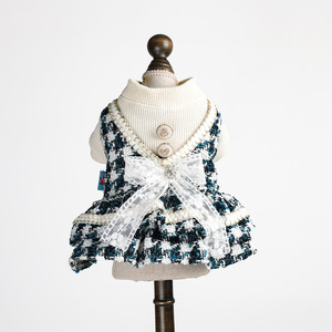 Nueva ropa de otoño/invierno para perros pequeños y cachorros, vestidos aristocráticos en tonos azules, cálidos y cómodos. - Product Image 5