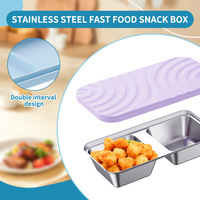 Boîte à lunch bento en acier inoxydable 304 de qualité alimentaire avec couvercle en silicone, compartiments divisés étanches pour la préparation des repas, sans BPA