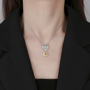 Collar de alas de ángel con colgante de diamante de alto carbono de 6*6 mm, estilo moderno y ecológico, con incrustaciones de cobre, para uso diario femenino. - Product Image 6