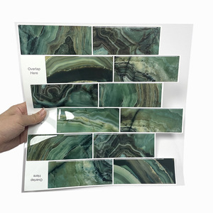 Metro ladrillo verde Peel Stick pared adhesivo azulejos impermeable 3D cocina arte Backsplash Stick-on cocina azulejos - Product Image 2