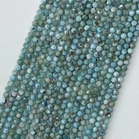 Perles en pierre naturelle à facettes Larimar 2mm 3mm 4mm pour la fabrication de bijoux