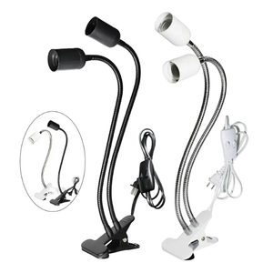 Support de lampe professionnel à double tête E27 à clipser - Lampe de bureau à double douille à col de cygne flexible - Lampe de lecture et de culture réglable - Product Image 2