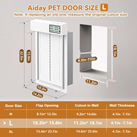 Porte automatique pour chien chat utilisation en extérieur écran LCD système à 3 volets minuterie/modes manuels sécurité durable blanc style moderne aluminium