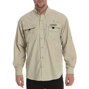 Design logo high quality anti uv performance long sleeve plus size athletic mens button down fishing shirts