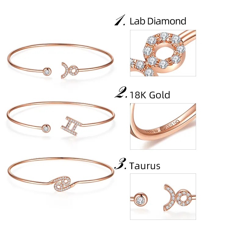 Messi gems Zodiac ring bracelet girl lady gift 18k real gold lab diamond 12 horoscope jewelry