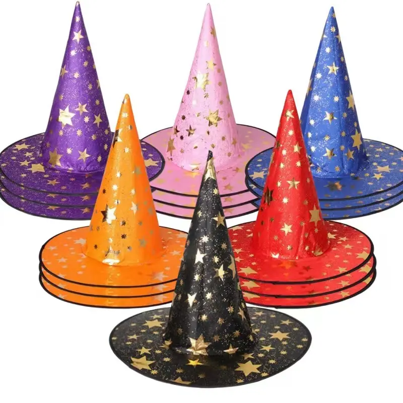 Sombrero de bruja de Halloween, sombrero de mago, decoraciones de fiesta de Brujas, sombreros de fiesta de brujas de Halloween, accesorios