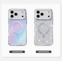 Coque de téléphone magnétique transparente à paillettes pour chargement sans fil, protection antichute 3M, en TPU+PC+Métal, pour 17/16/15/14 Pro Max (vente en gros)
