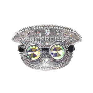 Steampunk Top Hat Rhinestone Burning Man Traje Sombrero Con Gafas Plata - Product Image 1