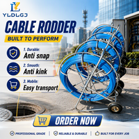 Tige de tirage de câbles 13 mm 300 m robuste pour le tirage de câbles souterrains, en fibre de verre avec œillet et bobine, pour les travaux des équipes d'utilisateurs sur site