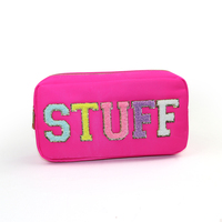 Keymay Low – pochette en Nylon avec lettres brodées personnalisées, fermeture éclair, sac d'organisation de voyage, Chenille, patchs de lettres, trousse de maquillage cosmétique, quantité minimale de commande