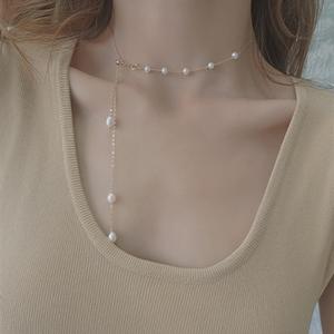 Collar Ajustable de Oro de 14K con Perla de Agua Dulce y Baño de Cobre, Diseño Exquisito de Cadena de Clavícula de Hada, Jardín Secreto - Product Image 3