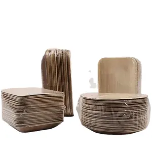 Écologique Biodégradable Jetable Naturel Compostableareca Feuille de Palmier Bambou Assiettes Set Vaisselle Vaisselle