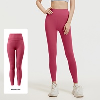 Pantalon de yoga taille haute pour femme, couleur pêche unie, très élastique, moulant, amincissant, anti-rides, pour la course, le sport et le fitness, avec effet rehausseur de fessier