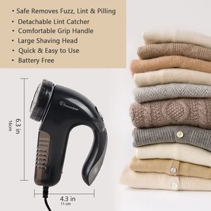 Cepillo cortador de bolas de pelo eléctrico enchufable de tres cuchillas negras, afeitadora de ropa para el hogar y el exterior, recortadora de ropa de tela Fuzz - Product Image 5