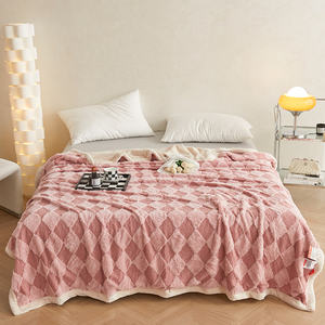 Soft Jacquard <strong>Double</strong> Layer <strong>Teddy</strong> Milk <strong>Fleece</strong> Blanket Throw Solid Flannel <strong>Fleece</strong> <strong>Double</strong> Bed Cover for Four Seasons Travel Air - Product Image 2