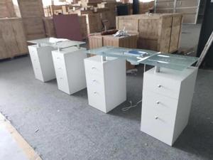 Meubles de salon de <span class=keywords><strong>manucure</strong></span> blancs avec plateau en verre, table de <span class=keywords><strong>manucure</strong></span> avec ventilateur d'évacuation, design personnalisé, LED disponible - Product Image 6