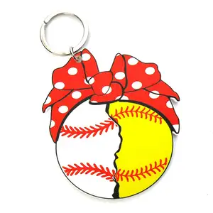 Porte-clés ball véritable monogramme, de Baseball, en acrylique, rouge, Bandana, au meilleur prix,