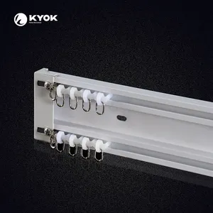 KYOK Vente en gros en usine Rail à rideaux à double plafond Rail à rideaux encastré en aluminium pour la maison Rail à rideaux en aluminium