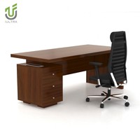 Bureau de direction IULTRA moderne en forme de L, placage bois MDF/MFC, montage facile, résistant à l'eau, écologique, table de bureau pour PDG