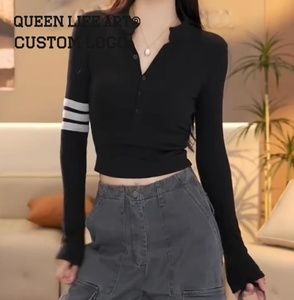 Top Corto da <span class=keywords><strong>Donna</strong></span>, Manica Corta, Vestibilità Ampia, Casual, Moda Personalizzabile con Logo, <span class=keywords><strong>Abbigliamento</strong></span> Grunge Y2K - Product Image 6